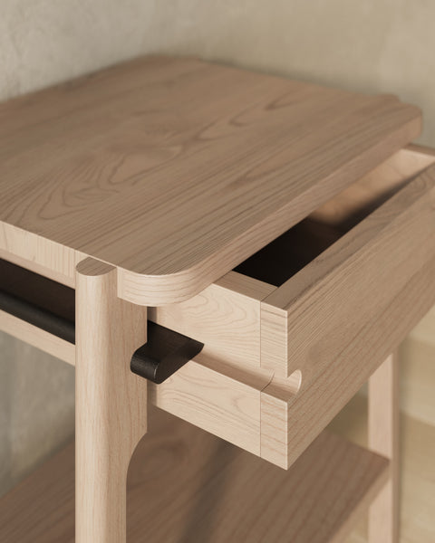 Join Bedside in Light Oak | One Drawer Nightstand | Contrasting Detail | Handcrafted by Copeland in Vermont