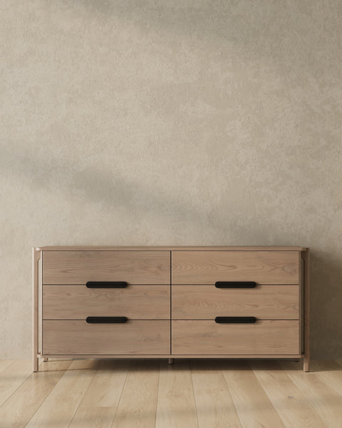 Join Wide 6 Drawer Dresser in Light Oak | Anti-Tip Compliant | Handcrafted by Copeland in Vermont