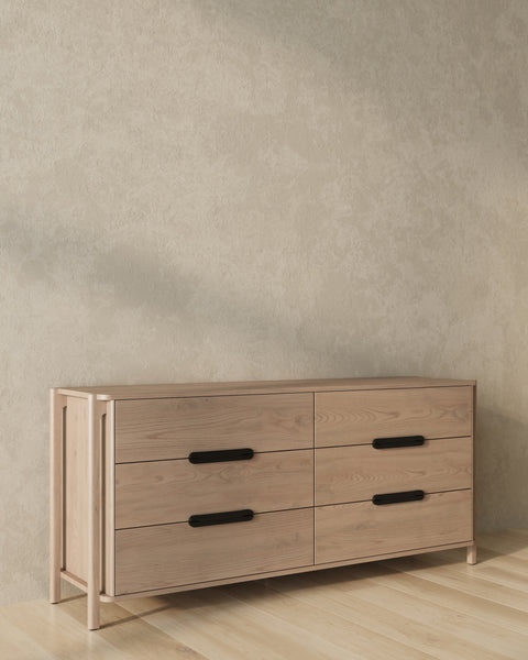 Join Wide 6 Drawer Dresser in Light Oak | Anti-Tip Compliant | Handcrafted by Copeland in Vermont